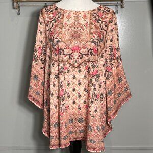 Tolani Collection Narissa Beige Floral Print Caftan Tunic Size Small Petite